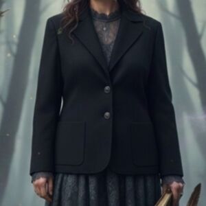 Doncaster Womens Vintage 100% Wool Blazer Jacket Sport Coat Whimsigoth Black L
